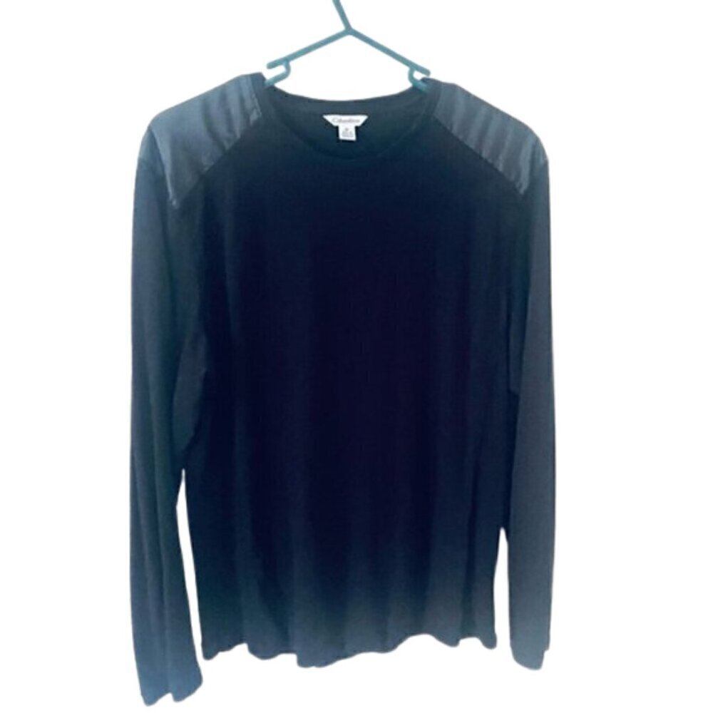 Calvin Klein 100% cotton Men's Contrast Shoulder Black Long Sleeve Sweater - M